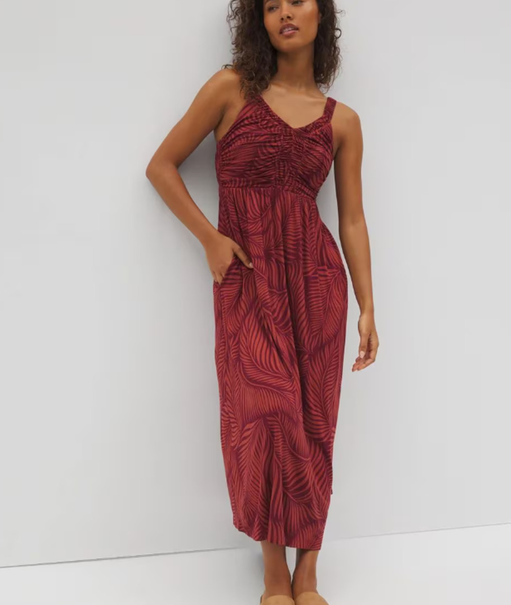 Soma Soft Jersey Cabana Midi Bra Dress Peaceful Palms Mid Velvet Resorwear